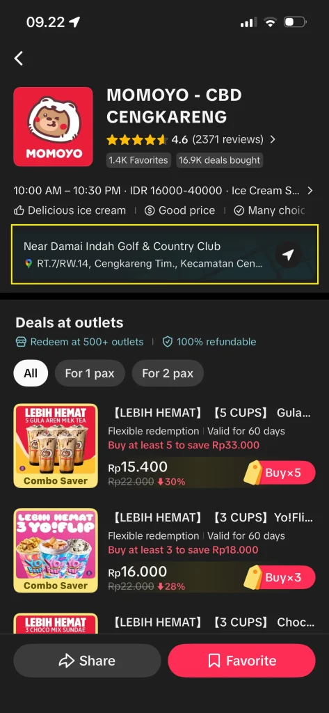 Cara Beli Voucher MOMOYO di TikTok, Banyak Promonya! 2 buka profil lokasi gerai