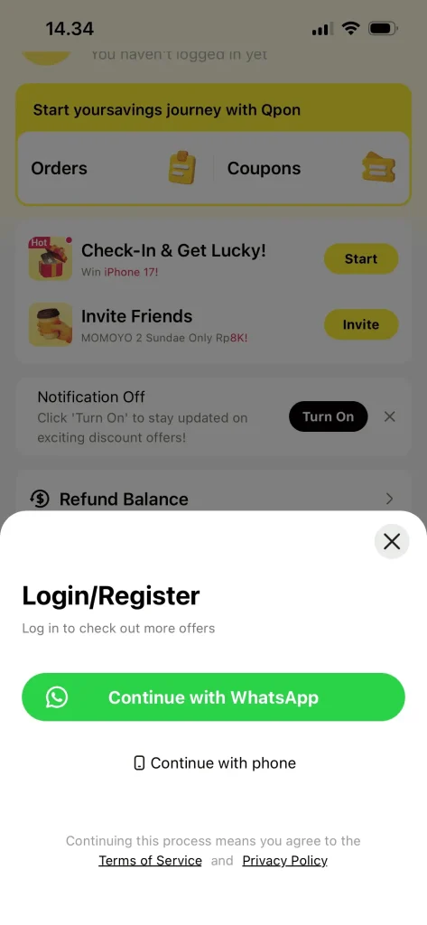 Cara Beli Voucher MOMOYO melalui QPON 1 daftar akun QPON